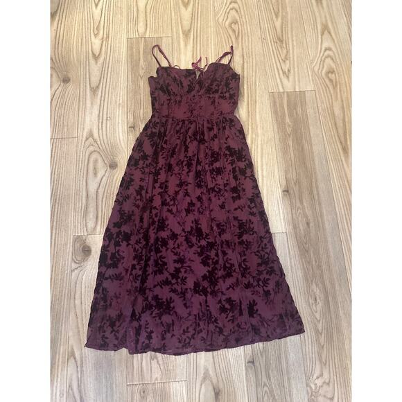 VICI dress women’s small only yours mesh burn out velvet midi dress - Picture 2 of 4